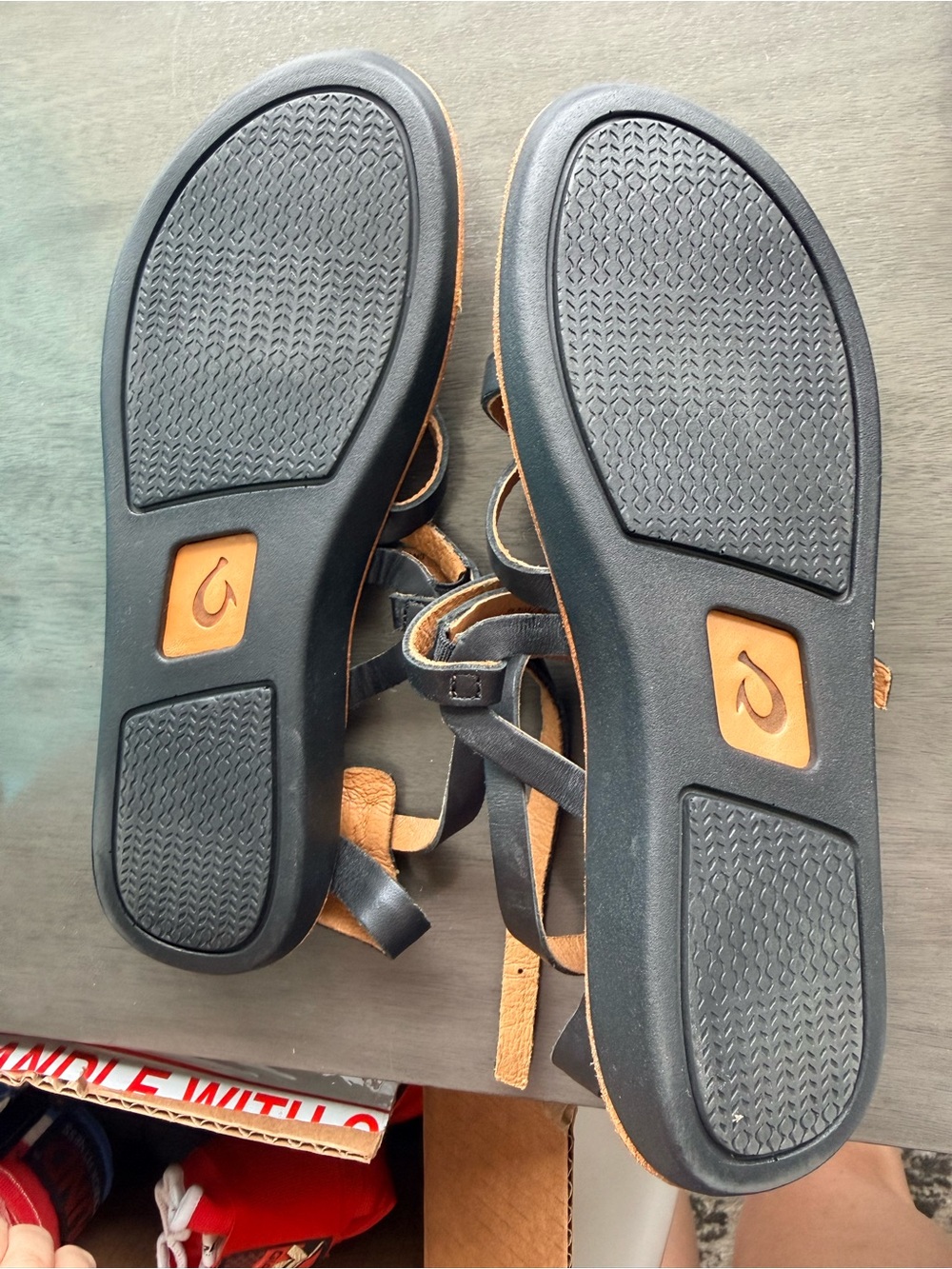 OluKai Black Leather Multi-Strap Sandals - Picture 5 of 5